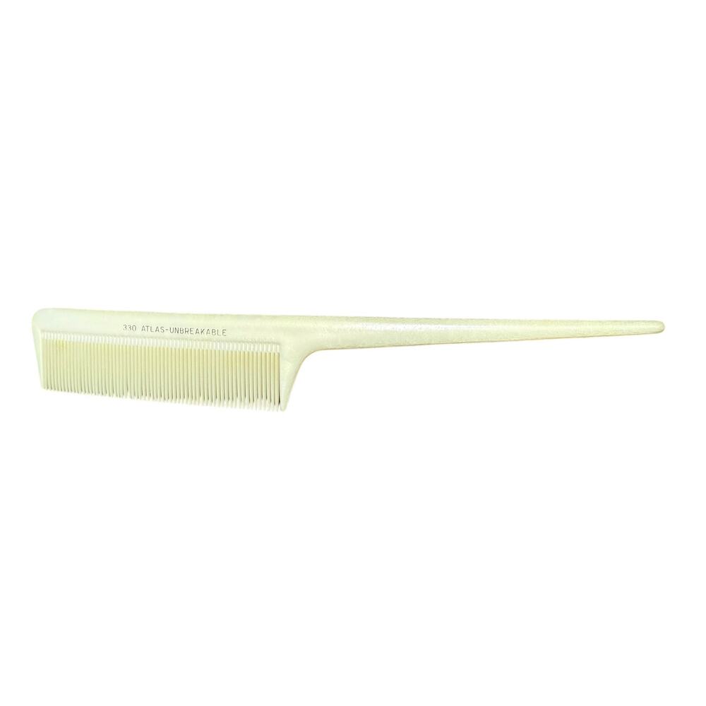 Atlas Unbreakable Vintage White Hair Comb 330 Rat Tail Teasing Retro 70s 80s‎